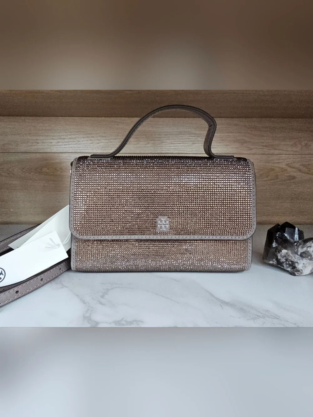 Tory Burch Emerson Embellished Mini Top Handle Crossbody Bag.